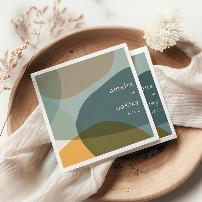 Guardanapo De Papel Casamento Personalizado de Teal Verde da Abstrato  (Criador carregado)