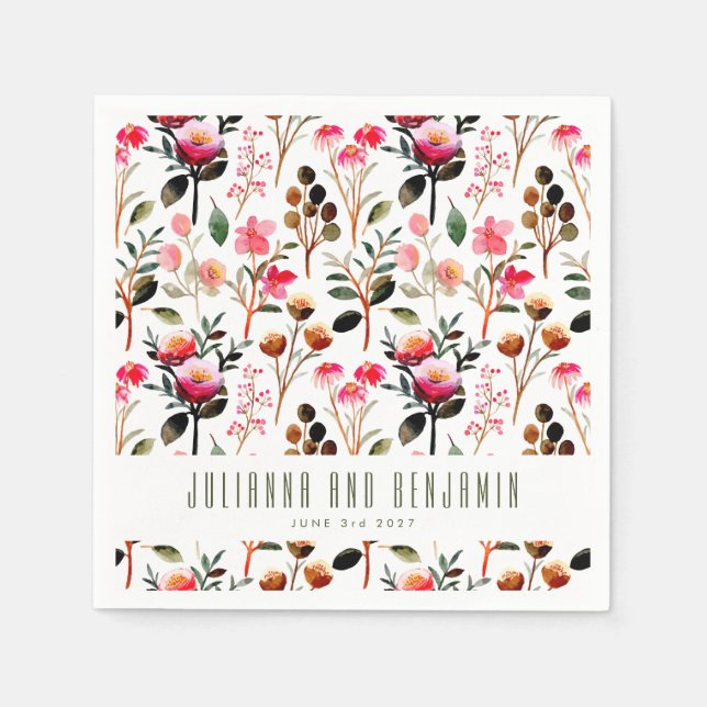 Guardanapo De Papel Casamento Personalizado de Verde Cor de Água Elega (Frente)