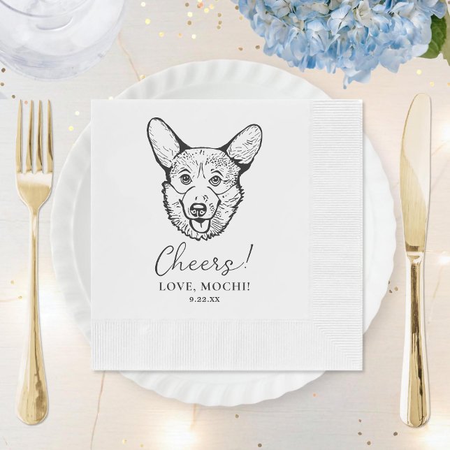 Guardanapo De Papel Casamento Personalizado do Cão Negro e Branco (Criador carregado)