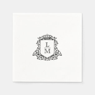 Guardanapo De Papel Casamento Personalizado do Monograma de Paixão Neg