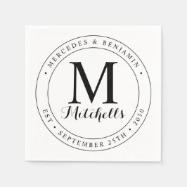Guardanapo De Papel Casamento Personalizado do Monograma Elegante Mode