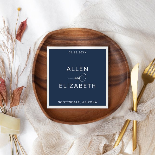 Guardanapo De Papel Casamento Personalizado do Na moda Azul do Marinho (Criador carregado)