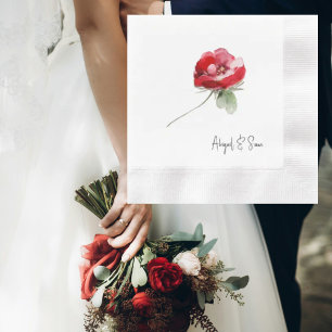 Guardanapo De Papel Casamento Personalizado do Tronco Vermelho Elegant