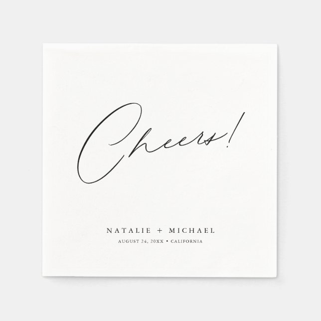 Guardanapo De Papel Casamento Personalizado dos Modernos Elegantes (Frente)