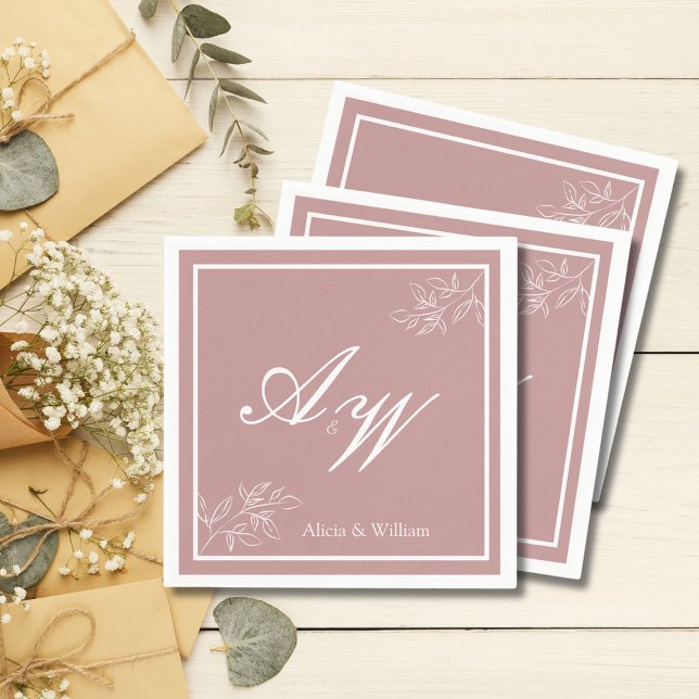 Guardanapo De Papel Casamento Personalizado Dusty Pink & White Napkins (Criador carregado)