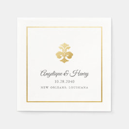 Guardanapo De Papel Casamento Personalizado Elegante Dourado Fleur de