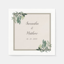 Guardanapo De Papel Casamento Personalizado Elegante Greenery