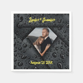 Guardanapo De Papel Casamento Personalizado Elegante Moderno do Golden