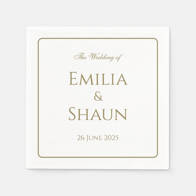 Guardanapo De Papel Casamento Personalizado Elegante Napkins (Frente)