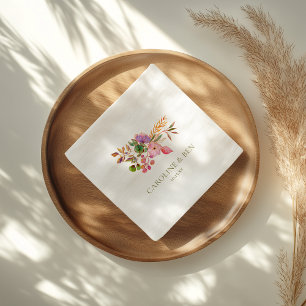 Guardanapo De Papel Casamento Personalizado Floral Elegante Aquarela C