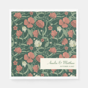 Guardanapo De Papel Casamento Personalizado Floral Verde Russo Elegant