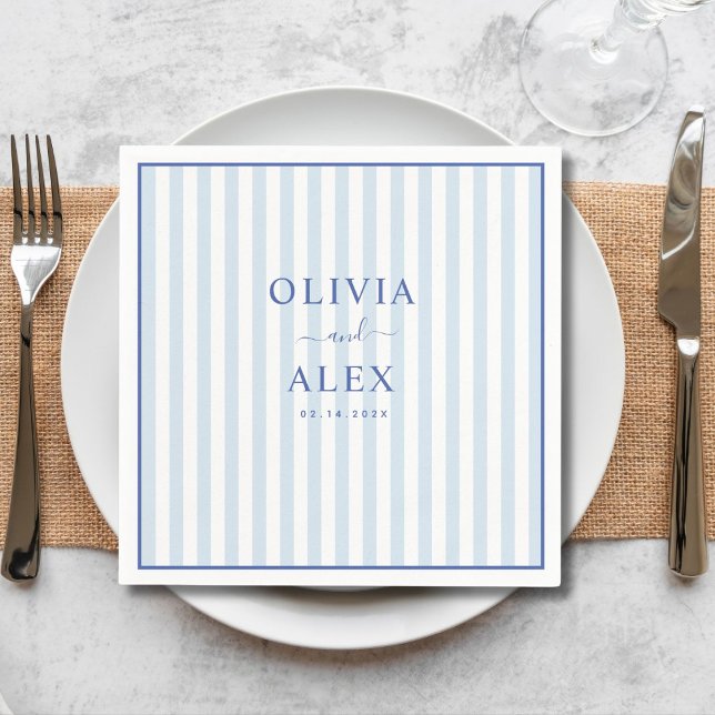 Guardanapo De Papel Casamento Personalizado Francês Azul Minimalista e (Criador carregado)