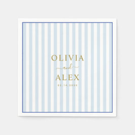 Guardanapo De Papel Casamento Personalizado Francês Mínimo e Azul Chic