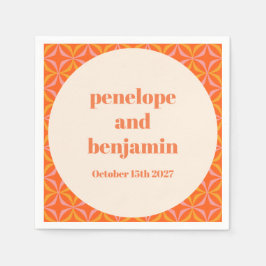 Guardanapo De Papel Casamento Personalizado Laranja Moderno do meio sé