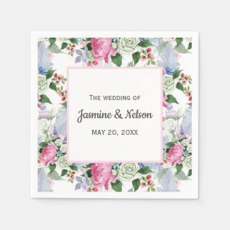GUARDANAPO DE PAPEL CASAMENTO PERSONALIZADO LILAC AZUL AZUL BOHO PINK