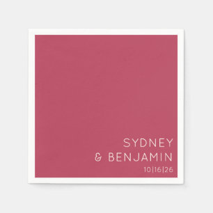 Guardanapo De Papel Casamento Personalizado Magenta Moderno Minimalist