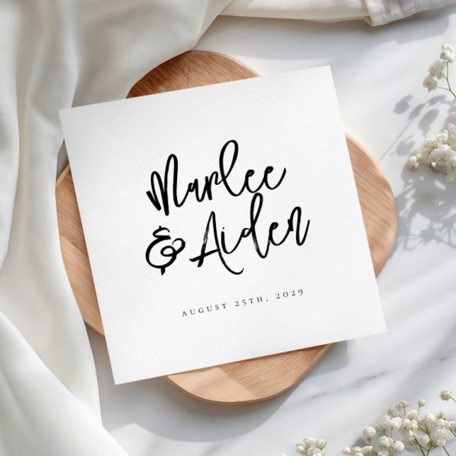 Guardanapo De Papel Casamento Personalizado Manuscrito Casual (Criador carregado)