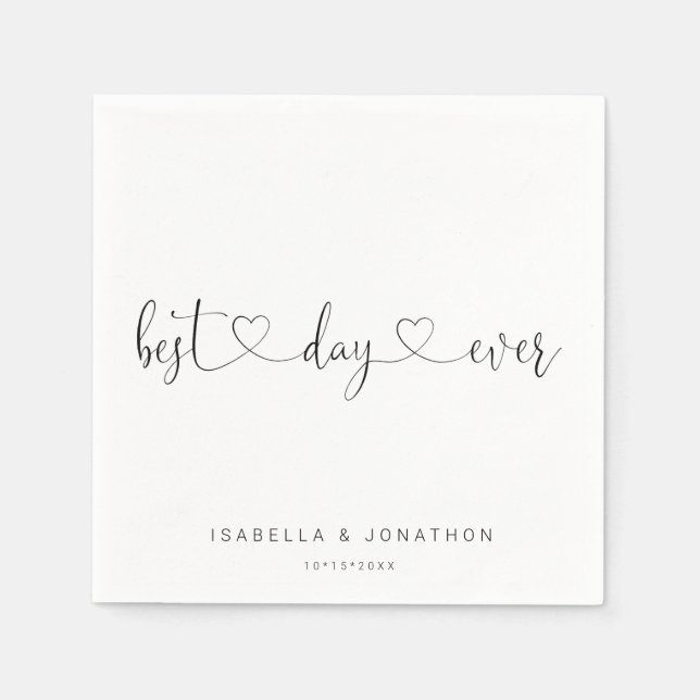 Guardanapo De Papel Casamento Personalizado "Melhor Dia Nunca" (Frente)