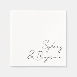 Guardanapo De Papel Casamento Personalizado Mínimo de Script Preto Mod