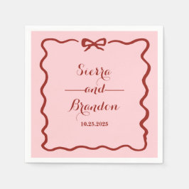 Guardanapo De Papel Casamento Personalizado Moderno Minimalista Rosa N