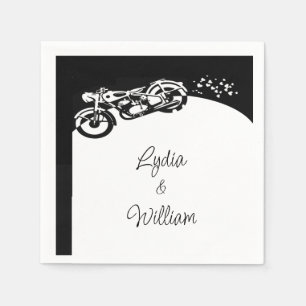Guardanapo De Papel Casamento Personalizado Moto Preto Branco 