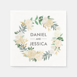 Guardanapo De Papel Casamento Personalizado Napkin | Flores brancas