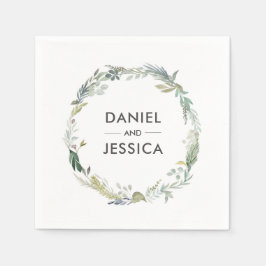 Guardanapo De Papel Casamento Personalizado Napkin | folhagem verde