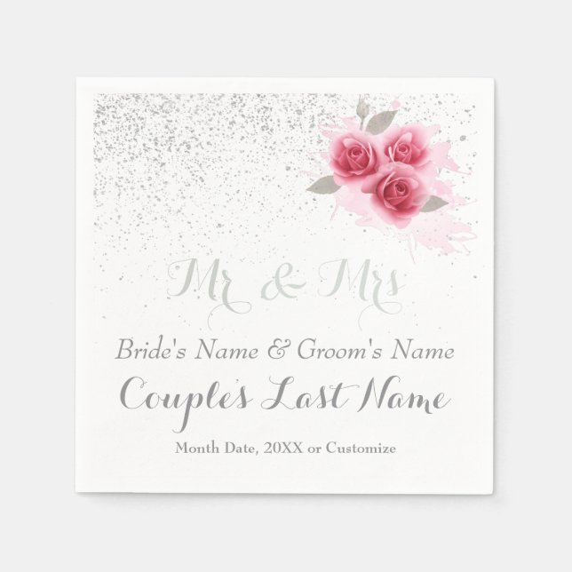 Guardanapo De Papel Casamento Personalizado Napkins BULK ou 1 Conjunto (Frente)