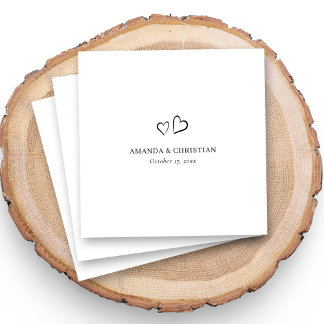 Guardanapo De Papel Casamento Personalizado Napkins com Coração Duplo 