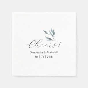 Guardanapo De Papel Casamento Personalizado Napkins Dusty Blue Botanic