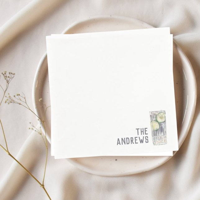 Guardanapo De Papel Casamento Personalizado Napkins Gin & Tonic Cockta (Gin & Tonic Napkins)