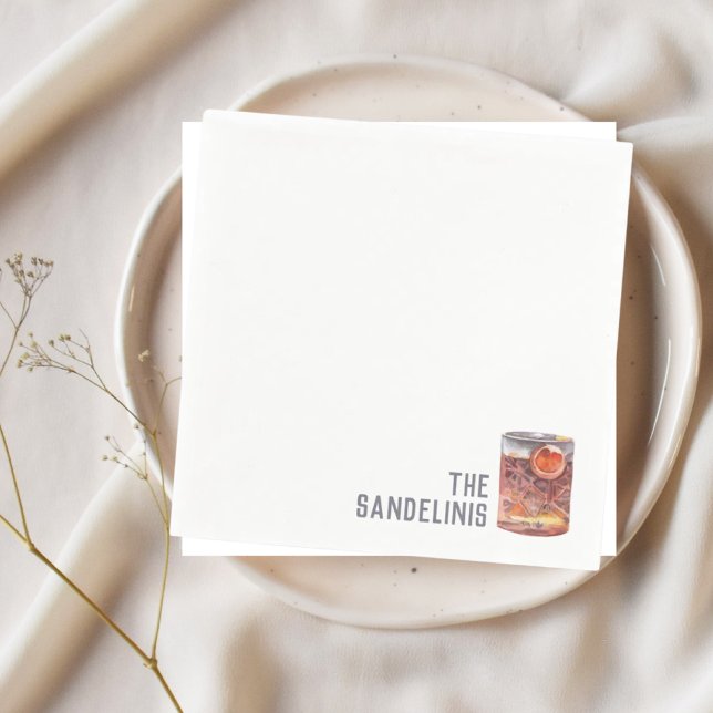 Guardanapo De Papel Casamento Personalizado Napkins Negroni Cocktail H (Signature wedding Drink Negroni Cocktail Napkins)