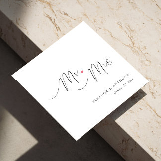 Guardanapo De Papel Casamento Personalizado Napkins: Sr. e Sra. Heart