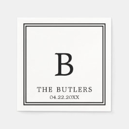 Guardanapo De Papel Casamento Personalizado Negro e Branco Caqueteiro