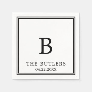 Guardanapo De Papel Casamento Personalizado Negro e Branco Caqueteiro