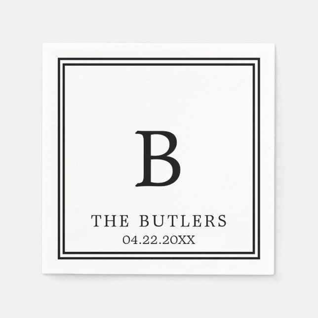 Guardanapo De Papel Casamento Personalizado Negro e Branco Caqueteiro  (Frente)