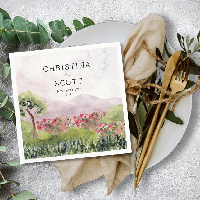 Guardanapo De Papel Casamento Personalizado Por Aquarela Do País (Criador carregado)