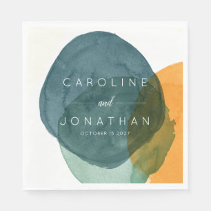 Guardanapo De Papel Casamento Personalizado por Aquarela e Abstrato de