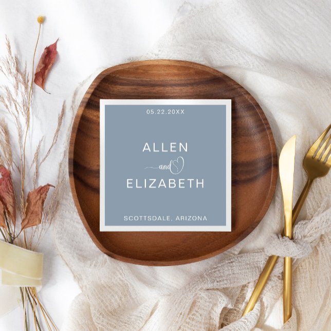 Guardanapo De Papel Casamento Personalizado por Na moda Azul Moderno D (Criador carregado)