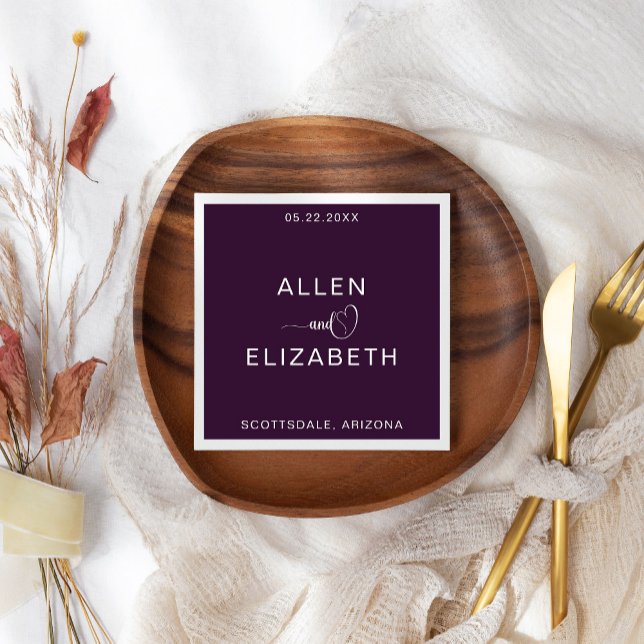 Guardanapo De Papel Casamento Personalizado por Na moda Roxo Moderno (Criador carregado)