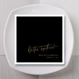 Guardanapo De Papel Casamento Personalizado Preto e Dourado Juntos é M