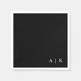 Guardanapo De Papel Casamento Personalizado Preto Monograma Mínimo Sim