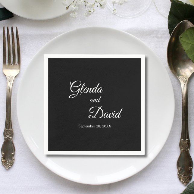 Guardanapo De Papel Casamento Personalizado Romântico da Caligrafia Ne (Criador carregado)