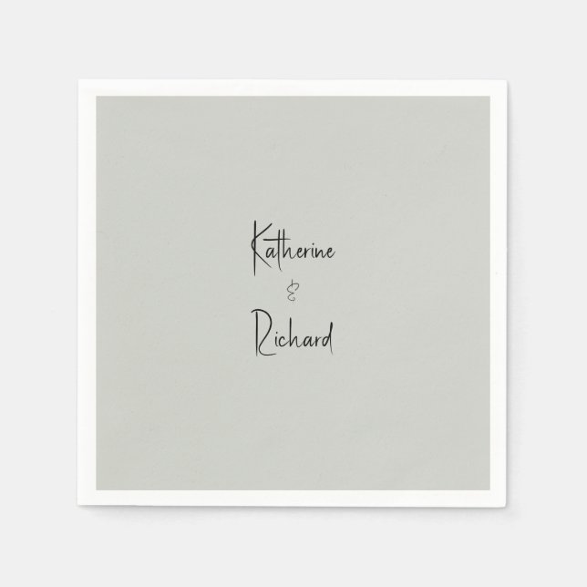 Guardanapo De Papel Casamento Personalizado Simples Sage Cocktail Napk (Frente)