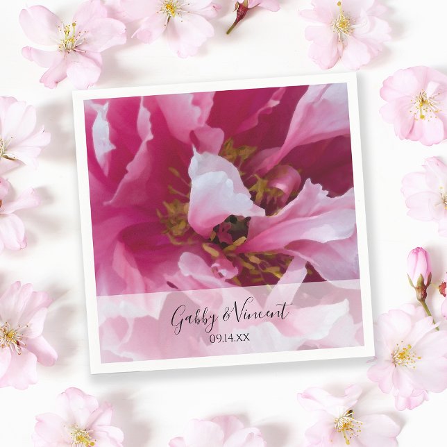 Guardanapo De Papel Casamento Pink Peony Flower (Criador carregado)