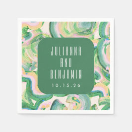 Guardanapo De Papel Casamento por Aquarela Abstrato Verde com Artsy Mo