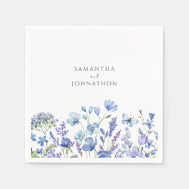 Guardanapo De Papel Casamento por Aquarela Azul de Flores Selvagens