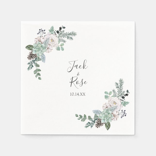 Guardanapo De Papel Casamento por Aquarela de inverno (Frente)