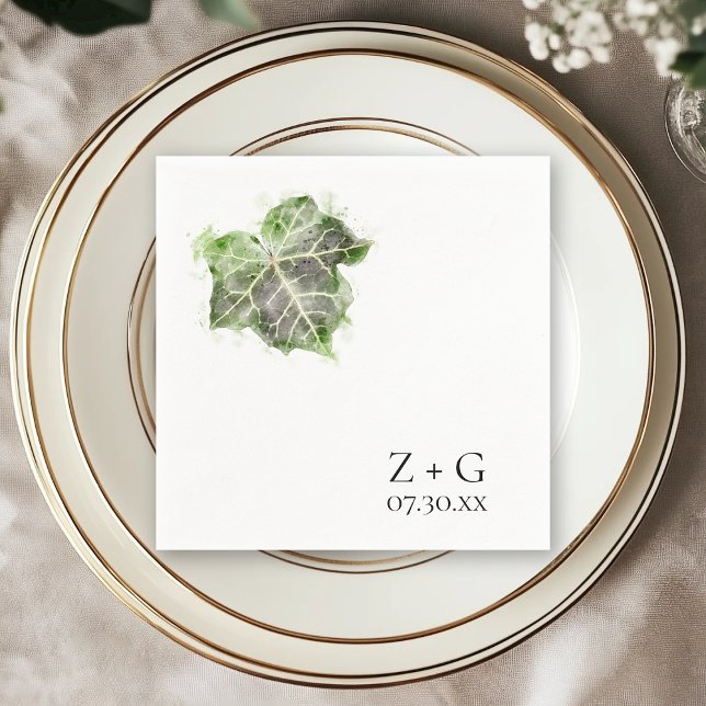 Guardanapo De Papel Casamento por Aquarela Verde Ivy Leaf (Criador carregado)