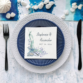 Guardanapo De Papel Casamento por Aquarelas de Praia do Oceano Azul